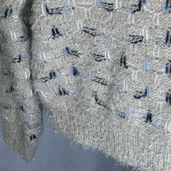 NWT Womens Maurices Sweater Size Beige Feathered MED Blue Accents - Picture 5 of 9